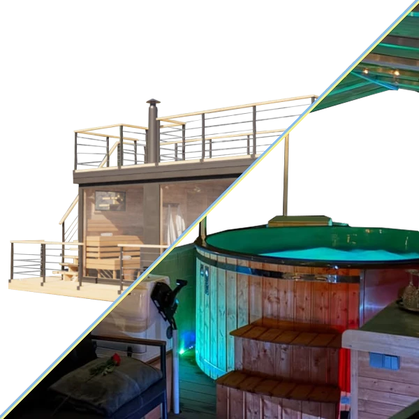 SpaBoats Flotte: Whirlpool-Floß, Sauna-Floß und Kombi-Erlebnis